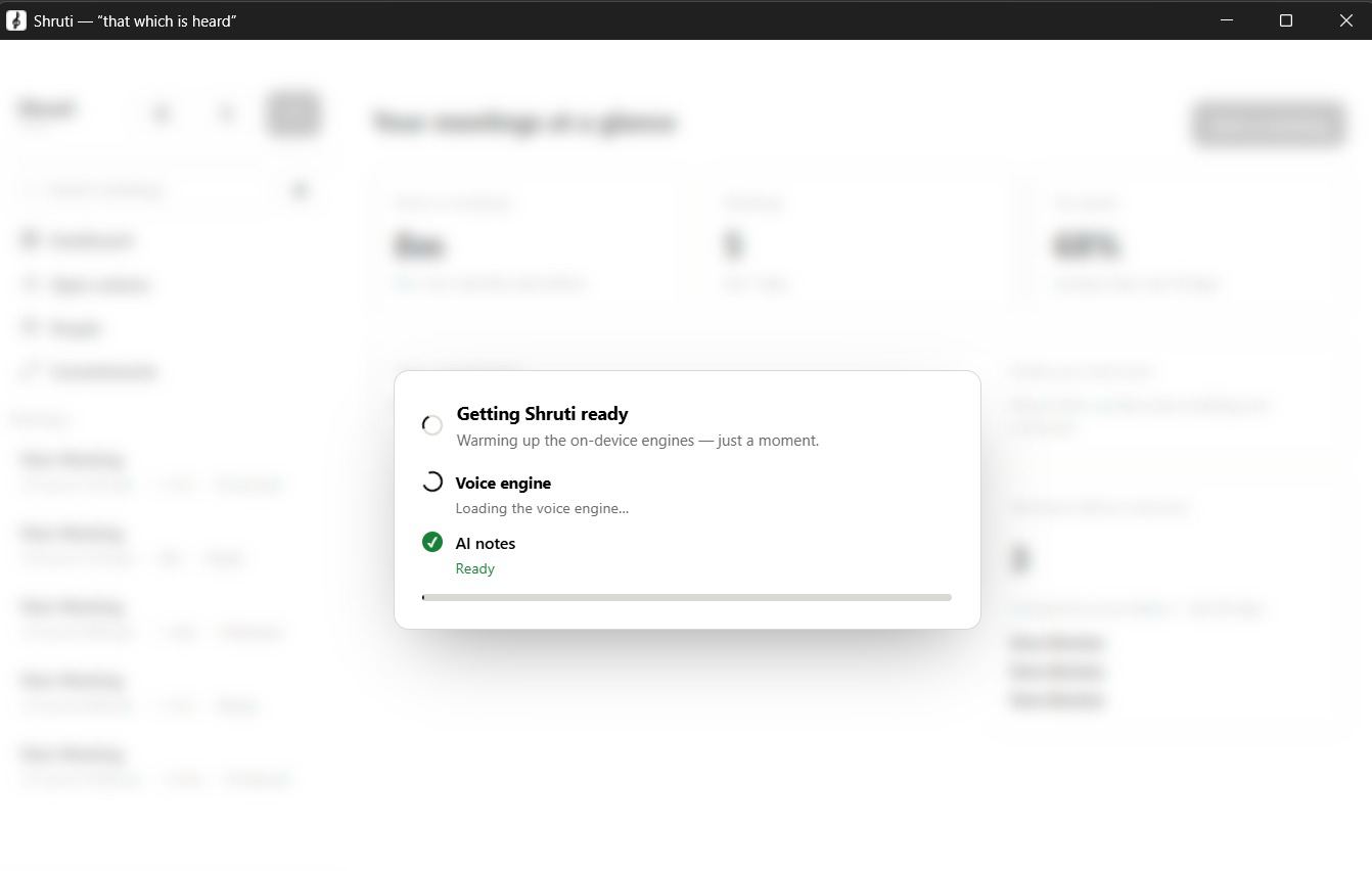 Shruti first-run setup and permissions