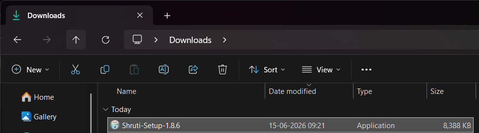 The .exe in the Downloads folder